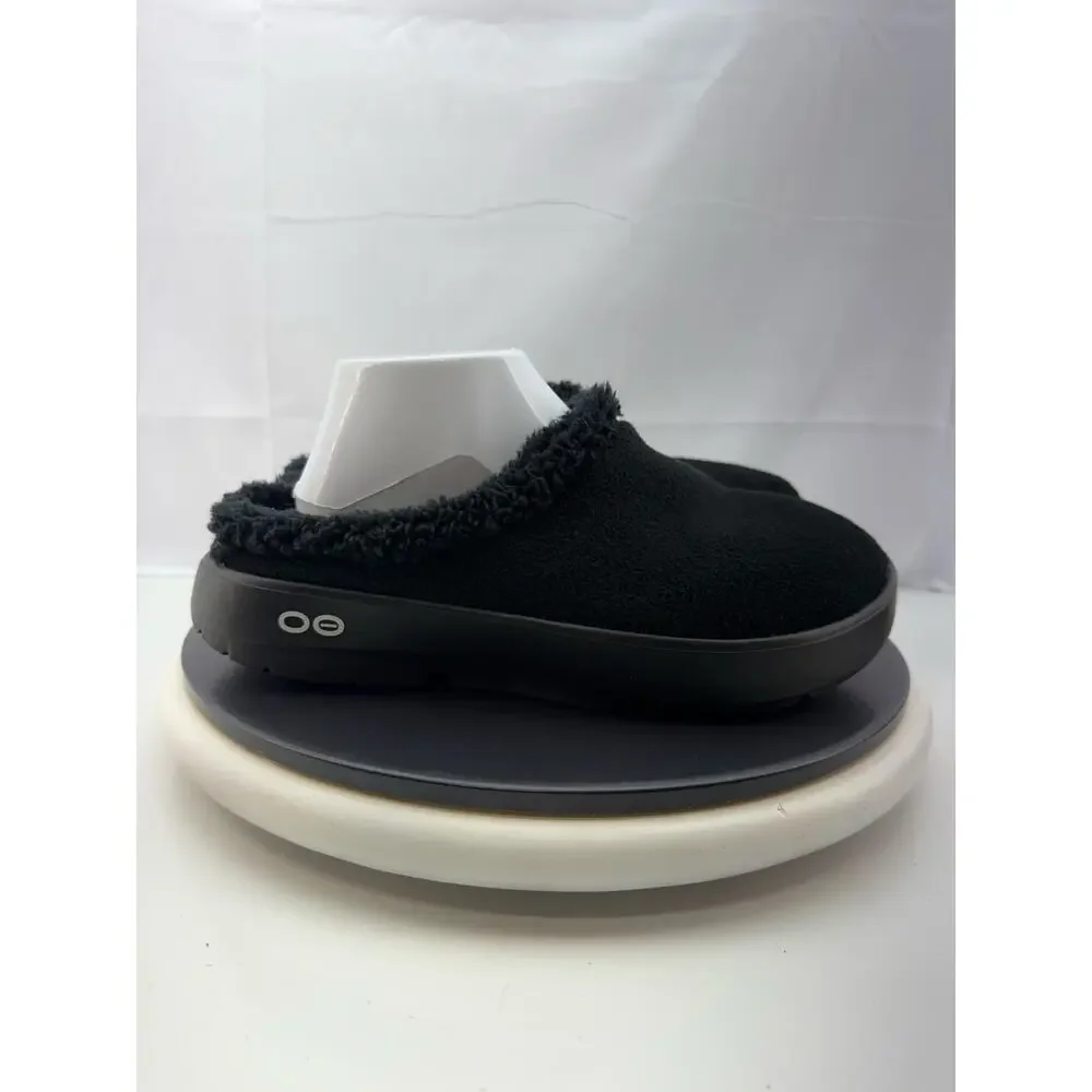 Oofos Oocoozie Mule Mens‎ Size 11 Black Sherpa Comfort Recovery Slip On Shoes